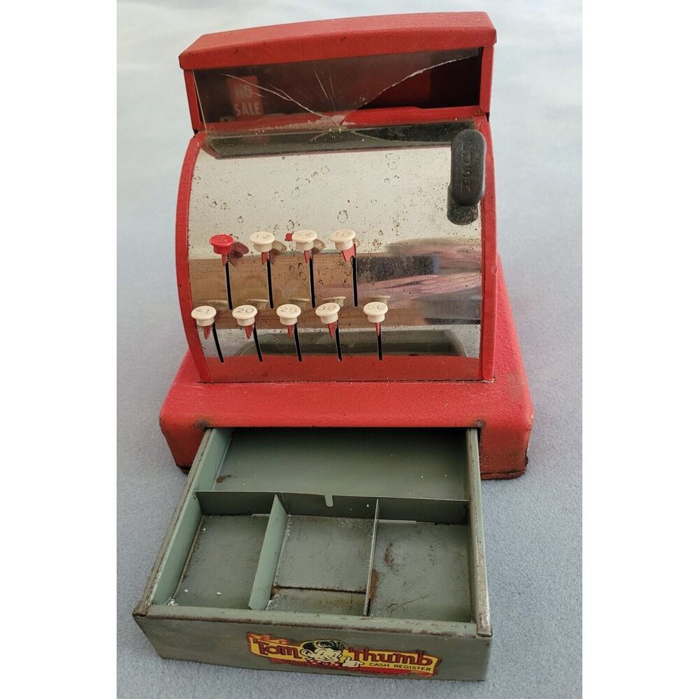 TOM THUMB 1950's Child's Toy Red Cash Register-Working Condition! VINTAGE!